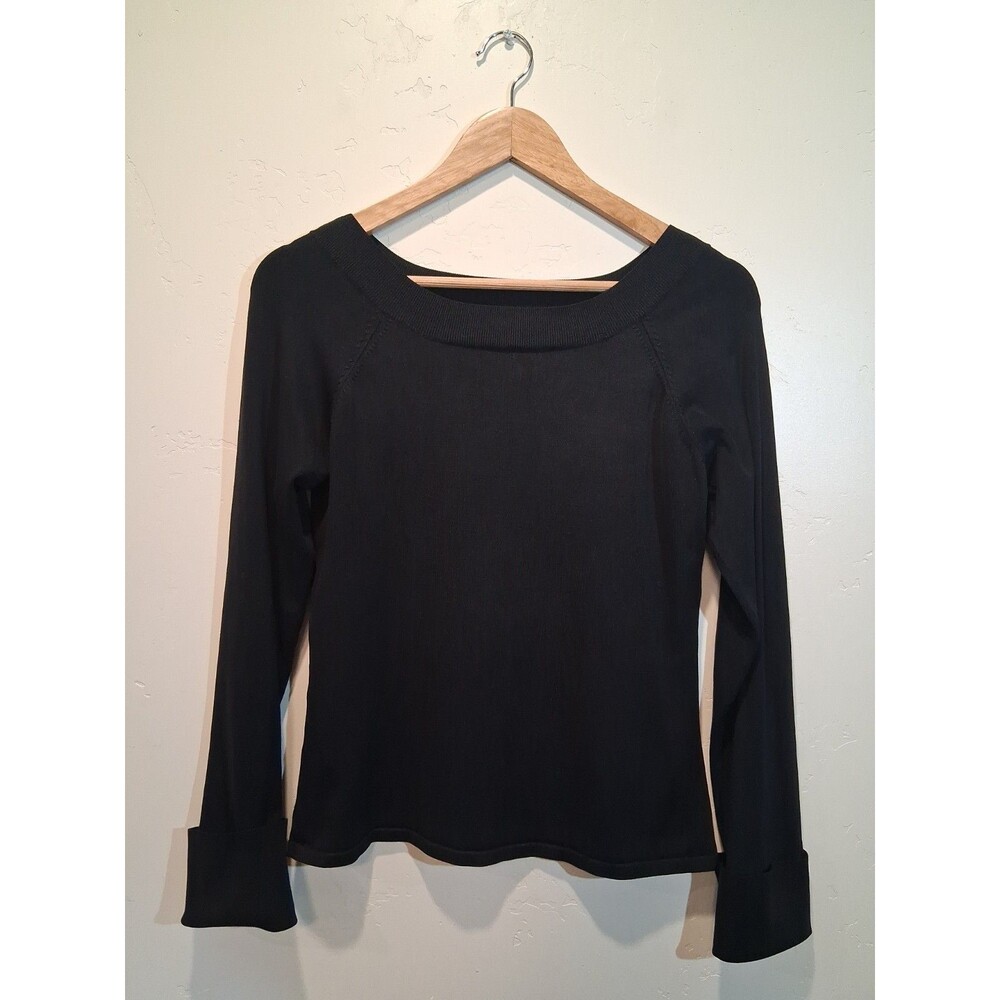 INC International Concepts Size L Black Long Sleeve Rolled Cuff Minimalist READ